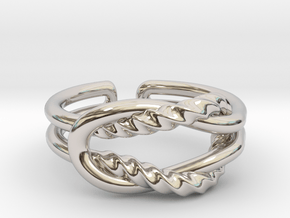 Flat knot [open and sizable ring] in Rhodium Plated Brass