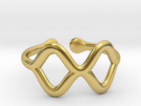 Wavy ring [open and sizable] in Polished Brass