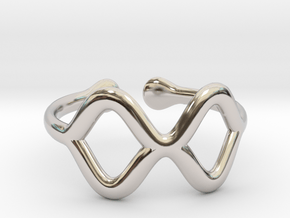 Wavy ring [open and sizable] in Rhodium Plated Brass