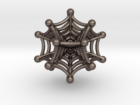 3d Spider net Dodecahedron in Polished Bronzed-Silver Steel