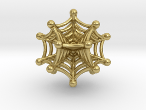 3d Spider net Dodecahedron in Natural Brass