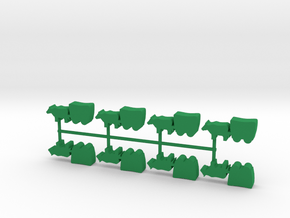 Ox and Wagon meeple, 30mm version, 8-set in Green Processed Versatile Plastic