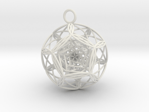Blackhole in dodecahedron Pendant in White Natural Versatile Plastic