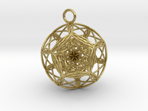Blackhole in dodecahedron Pendant in Natural Brass