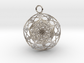 Blackhole in dodecahedron Pendant in Rhodium Plated Brass