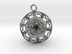 Blackhole in dodecahedron Pendant in Natural Silver