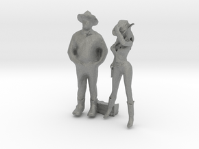 O Scale Cowboy and Cowgirl in Gray PA12