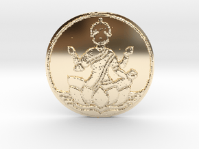 Goddess Lakshmi Coin in 14K Yellow Gold