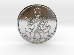 Goddess Lakshmi Coin in Polished Silver