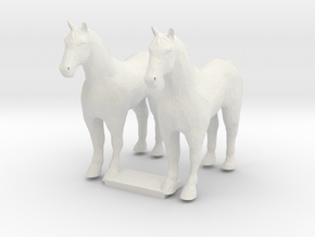S Scale Draft Horses in White Natural Versatile Plastic