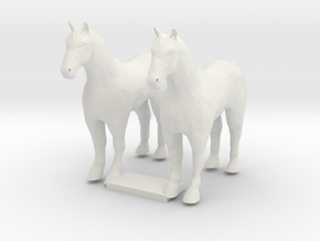 O Scale Draft Horses in White Natural Versatile Plastic