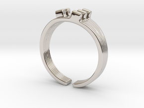 Stack [open and sizable ring] in Rhodium Plated Brass