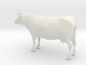 HO Scale Cow in White Natural Versatile Plastic