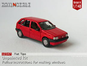 Fiat Tipo (British N 1:148) in Smooth Fine Detail Plastic