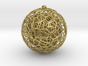 two spheres inside a 1 inch sphere in Natural Brass (Interlocking Parts)