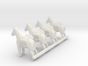 S Scale Pack Donkeys in White Natural Versatile Plastic
