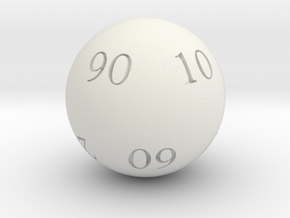 Sphere D10 (tens) in White Natural Versatile Plastic