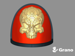 10x Ornate Skull - G:4a Shoulder Pads in Tan Fine Detail Plastic