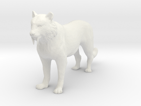 S Scale Saber Tooth Tiger in White Natural Versatile Plastic