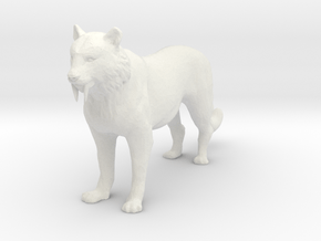 O Scale Saber Tooth Tiger in White Natural Versatile Plastic