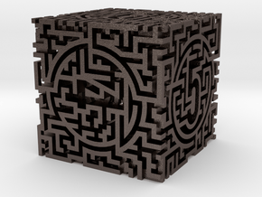 Labyrinthine Die6 60mm in Polished Bronzed-Silver Steel