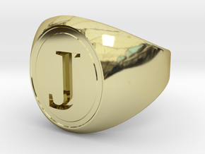 Classic Signet Ring - Letter J (ALL SIZES) in 18k Gold Plated Brass: 5 / 49