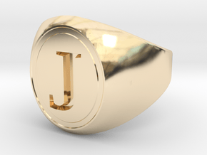 Classic Signet Ring - Letter J (ALL SIZES) in 14K Yellow Gold: 5 / 49