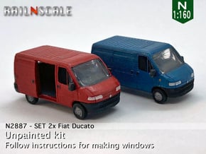 SET 2x Fiat Ducato (N 1:160) in Smooth Fine Detail Plastic