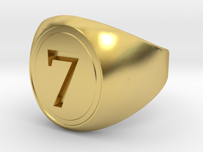 Classic Signet Ring - Number 7 (ALL SIZES) in Polished Brass: 5 / 49