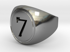 Classic Signet Ring - Number 7 (ALL SIZES) in Fine Detail Polished Silver: 5 / 49
