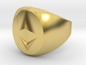 Ethereum Signet Ring (ALL SIZES) in Polished Brass: 5 / 49