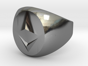 Ethereum Signet Ring (ALL SIZES) in Fine Detail Polished Silver: 5 / 49