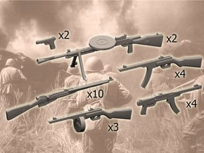 1/35 WW2 1944 Soviet riflemen weapons in Clear Ultra Fine Detail Plastic