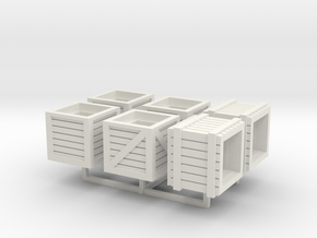 HO/OO OPEN Crate Assortment set of 6 in White Natural Versatile Plastic