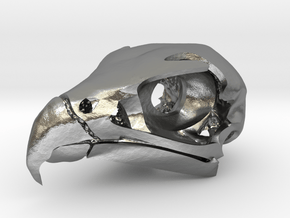 Peregrine Falcon Skull Pendant in Natural Silver