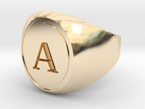 Classic Signet Ring - Letter A (ALL SIZES) in 14K Yellow Gold: 5 / 49