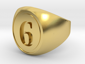 Classic Signet Ring - Number 6 (ALL SIZES) in Polished Brass: 5 / 49