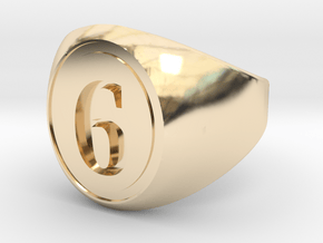 Classic Signet Ring - Number 6 (ALL SIZES) in 14K Yellow Gold: 5 / 49