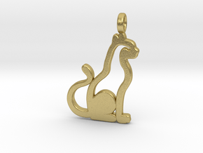 Cat pendant in Natural Brass: Small
