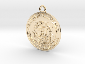 Balboa High School Panama Canal Zone Pendant v3 in 14k Gold Plated Brass