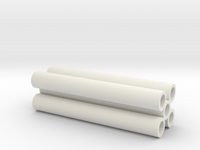 HO/OO Short SR-Flatbed Pipe Load Fused in White Natural Versatile Plastic