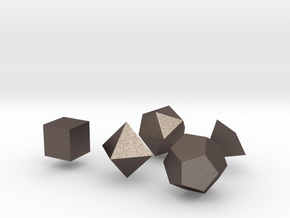 Platonic Solids in Polished Bronzed Silver Steel