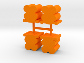 meeple crate token, gas tanks, 4-set in Orange Processed Versatile Plastic