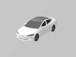Tesla Model S 1/100 in White Natural Versatile Plastic