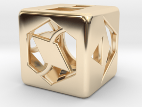 Hollow Solo Dice in 14k Gold Plated Brass