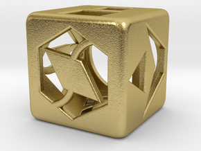 Hollow Solo Dice in Natural Brass