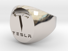 Tesla Logo Signet Ring (All sizes available) in Platinum: 5 / 49