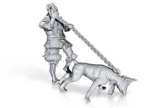 Medieval Police Dog And Handler in Tan Fine Detail Plastic