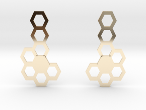 Honeycomb Earrings 34x18mm in 14k Gold Plated Brass