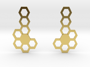 Honeycomb Earrings 34x18mm in Polished Brass